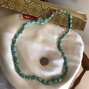 Vintage TURQUOISE STONE NECKLACE NIP 24"